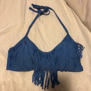 Fringe halter bikini top
